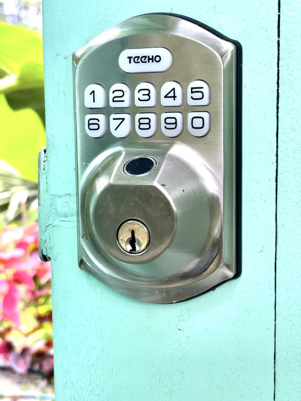 Keypad lock to enter property.