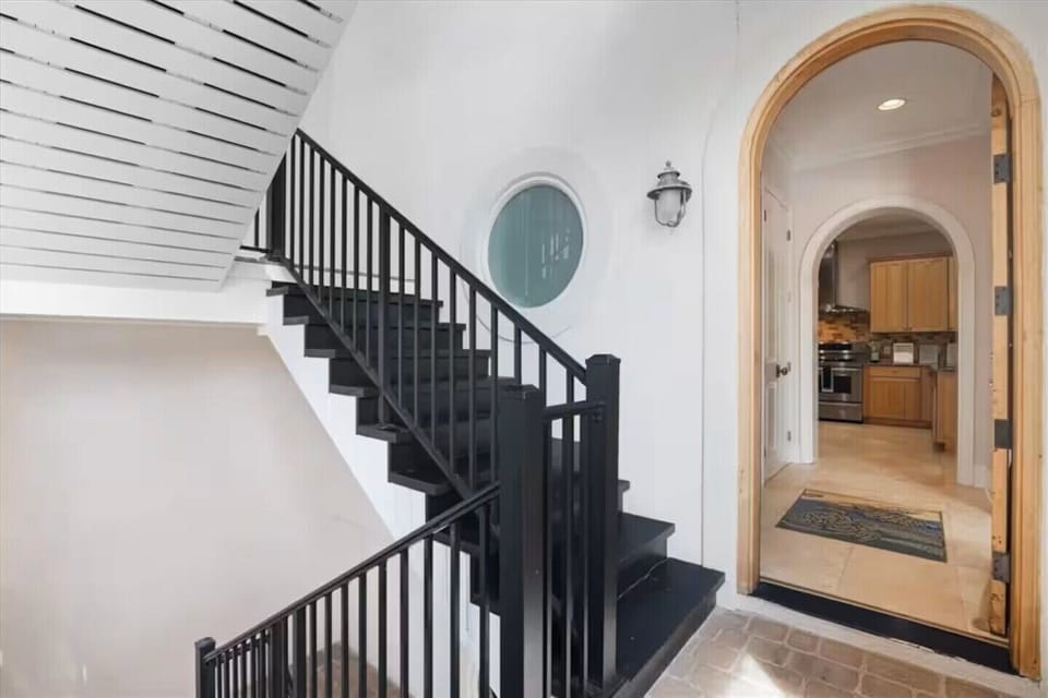 Stairway entry door shown
