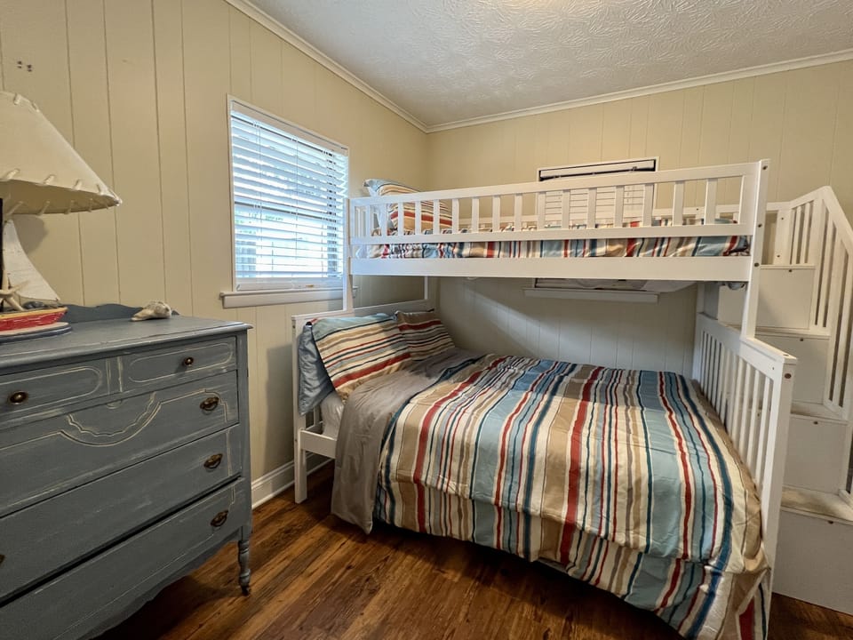 Bedroom #3 with twin over double bunk with side stairs