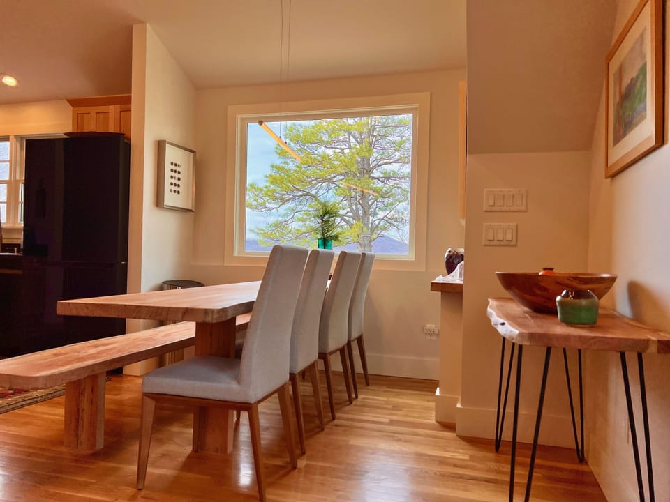 Handmade Live-Edge Dining Table with View of Mountain