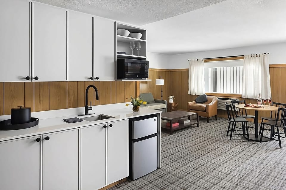 Start slow mornings with coffee and easy in-room meals.