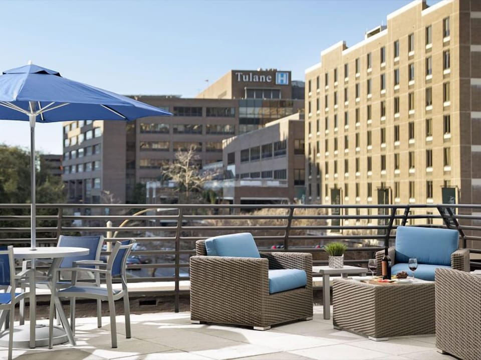Start mornings with coffee in your bright, open suite.