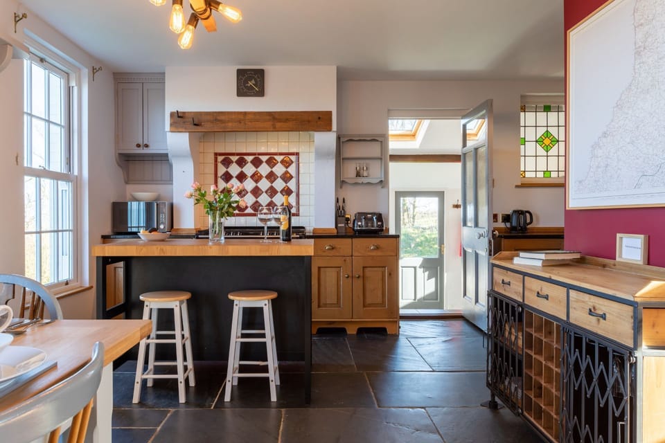The kitchen at Millook View Farmhouse, Cornwall