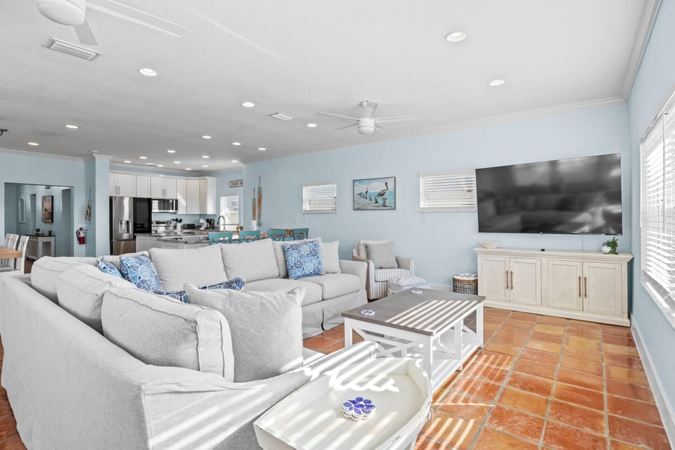 Large living room with views