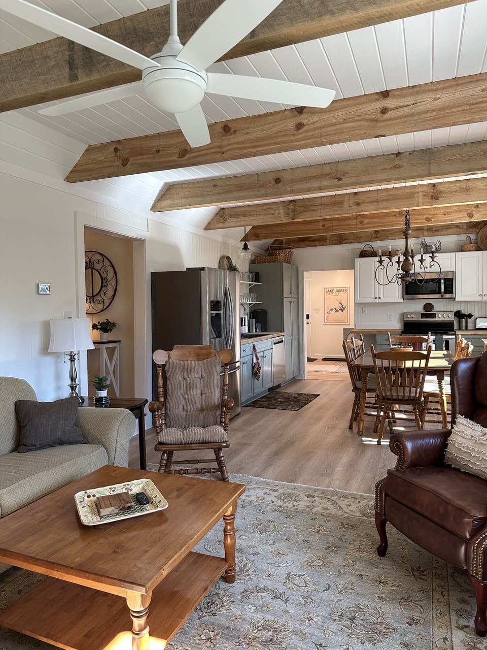 Cozy living room and open kitchen