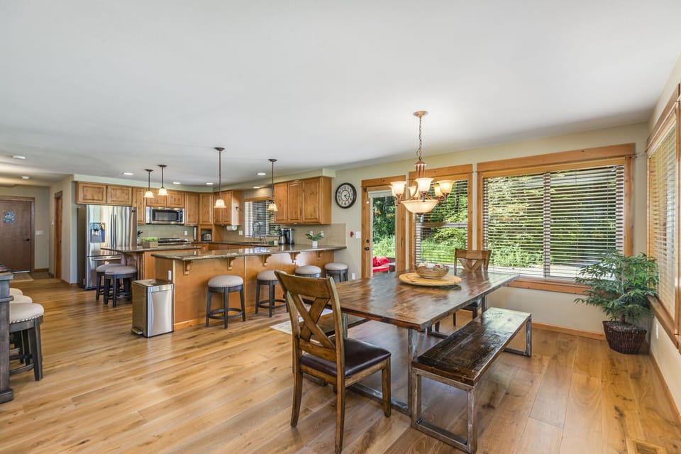 Large Dining Room Table Seats 10, with Breakfast Bar and Raised Bar Seating for additional 9