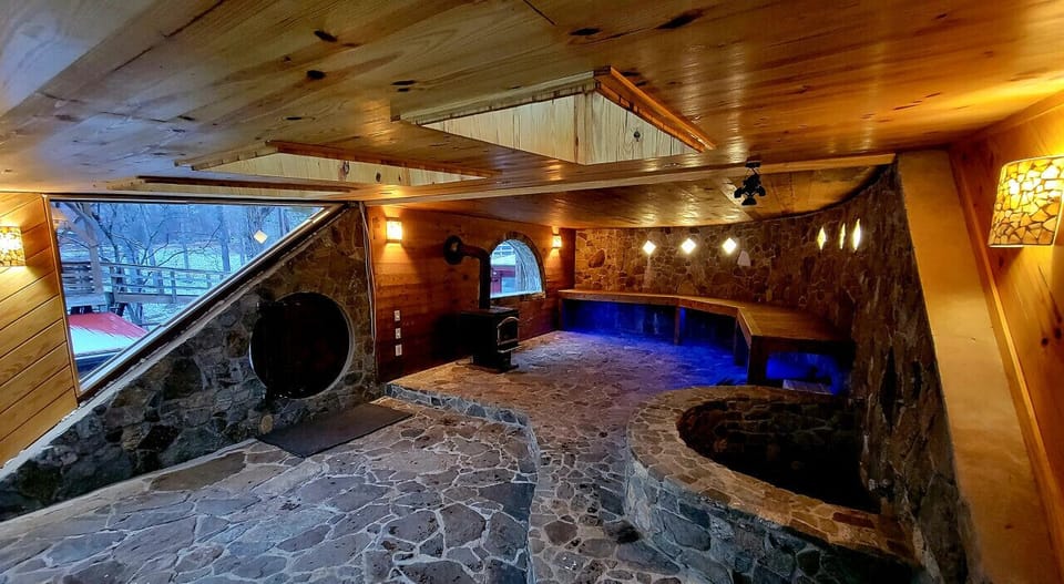 The lunar sauna is a cool place to hang out.     Shared space