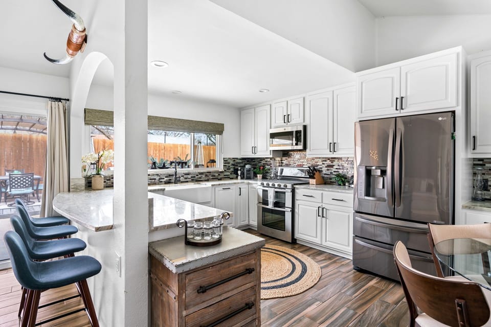 Experience the joy of cooking in our fully equipped kitchen, complete with top-of-the-line appliances, cookware, and utensils, ensuring a seamless and enjoyable culinary experience.