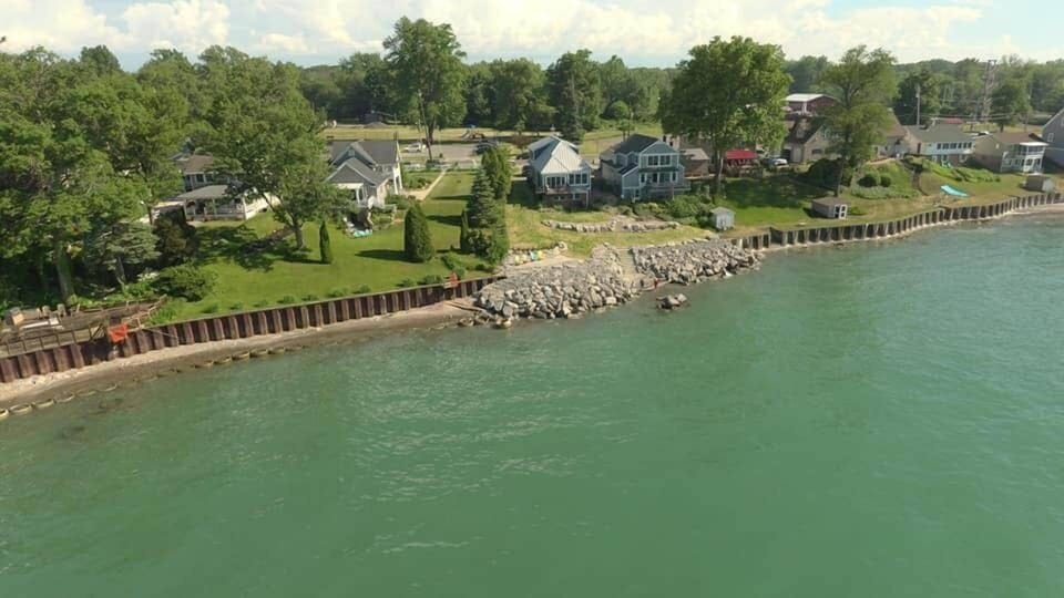 Drone view of the rear of the house