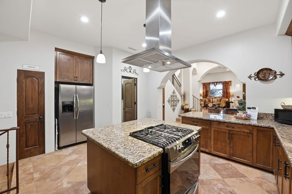 A fully stocked kitchen offering everything you need to create delicious meals during your stay.