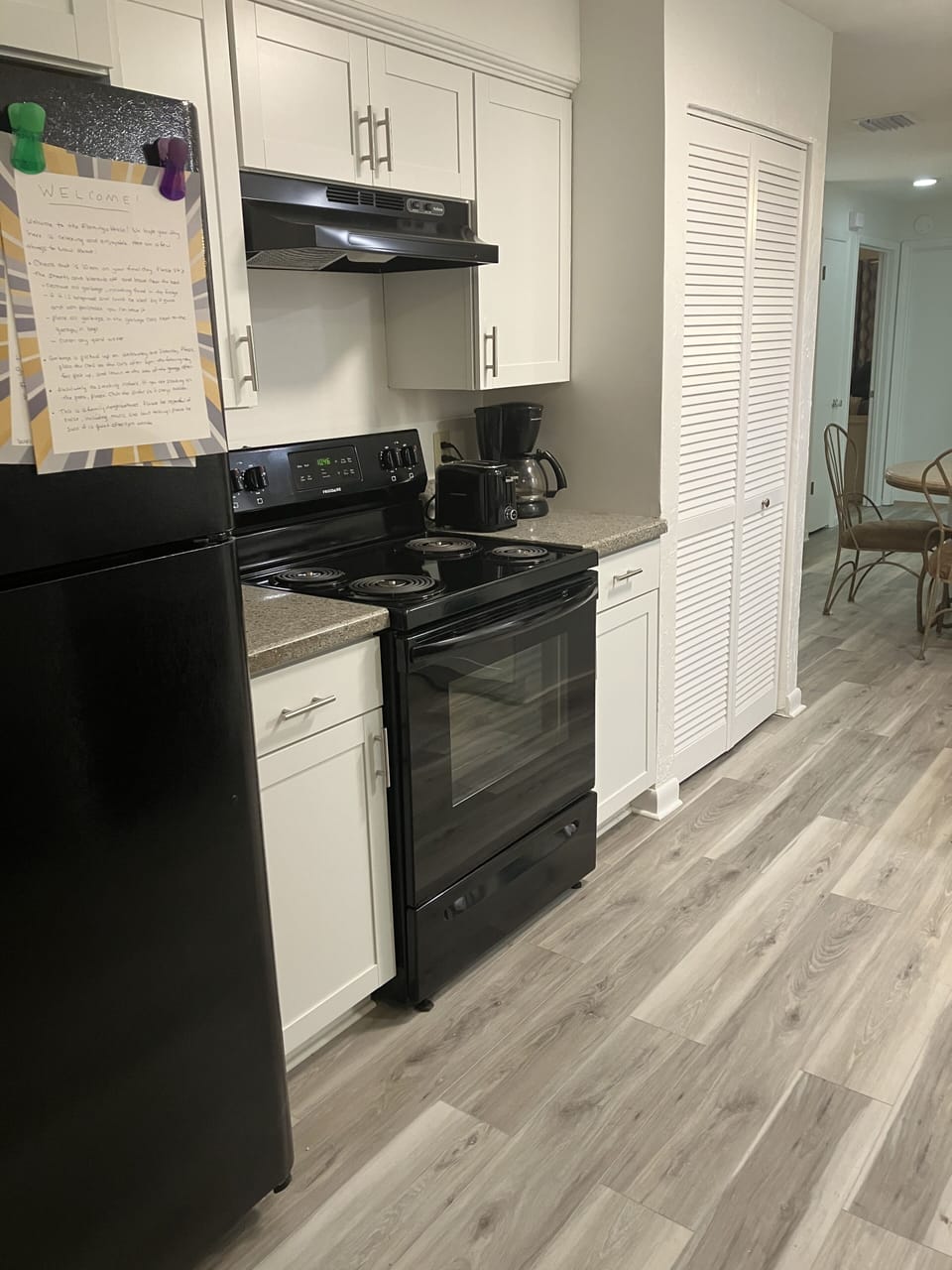 All new kitchen appliances, lots of kitchen storage. Includes dishes, pots, etc