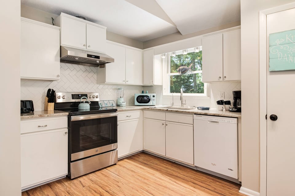 Cozy kitchen with complete equipment, including your own coffee maker for that perfect morning brew.