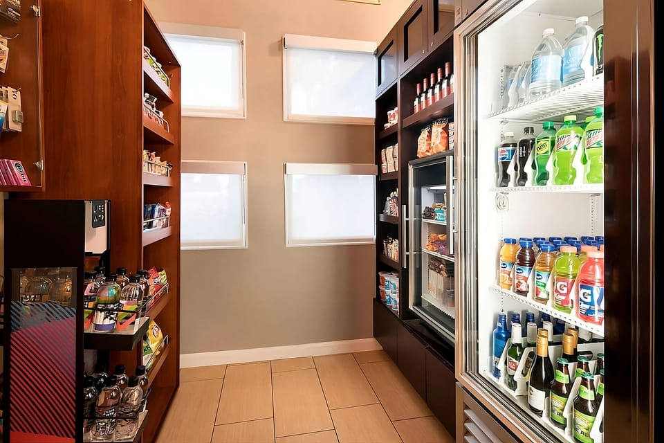 Grab snacks and drinks anytime from the convenient onsite market.