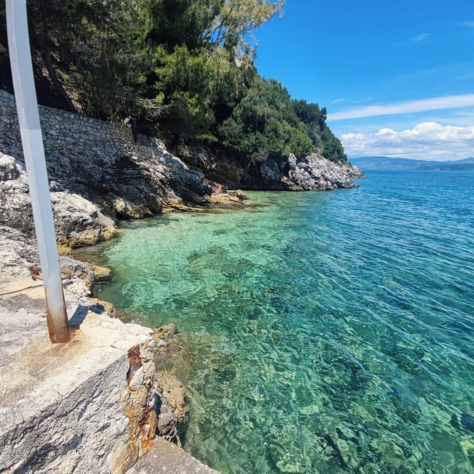 The private cove, with crystal-clear waters ideal for morning dips