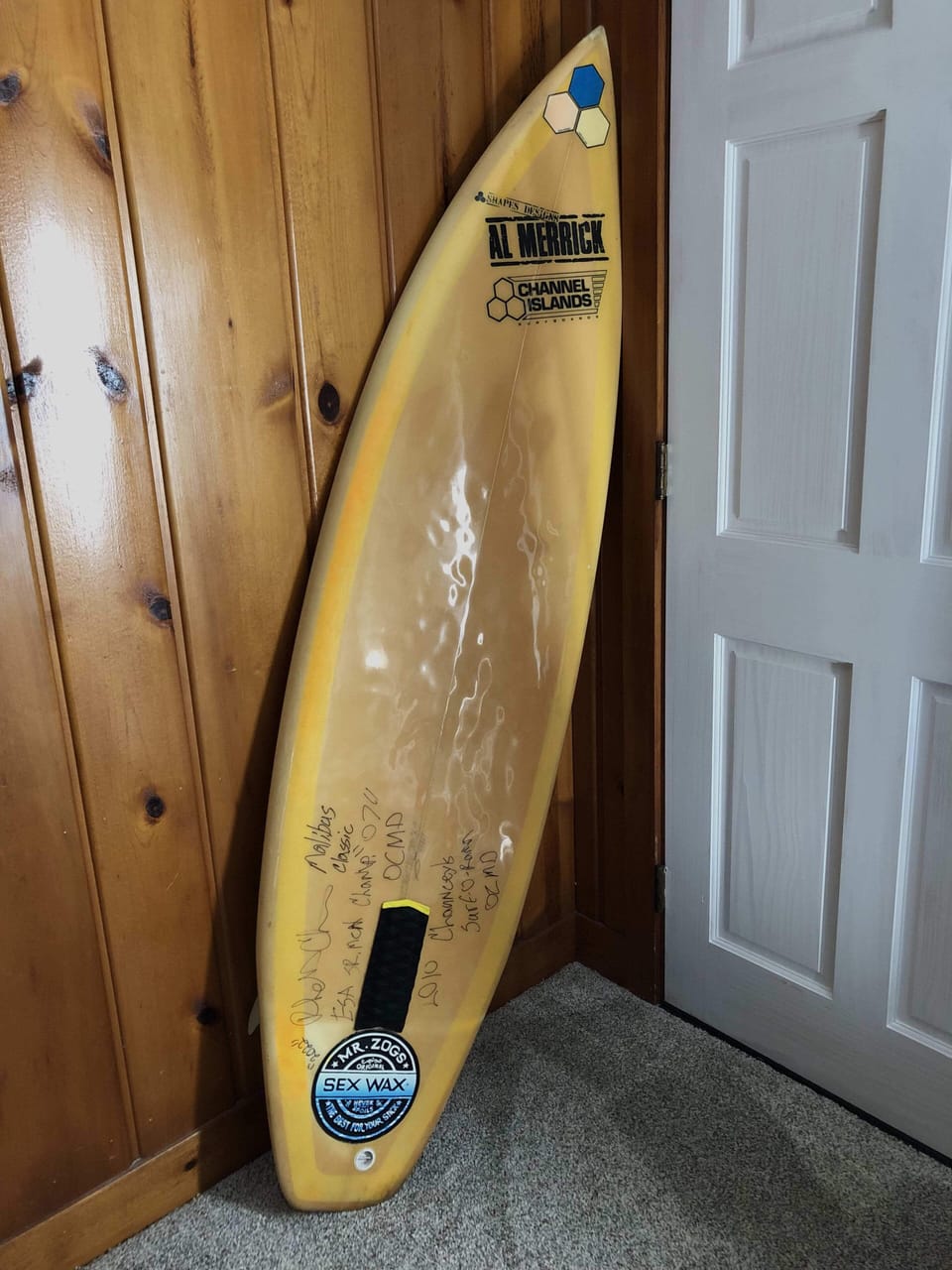 signed surfboard
