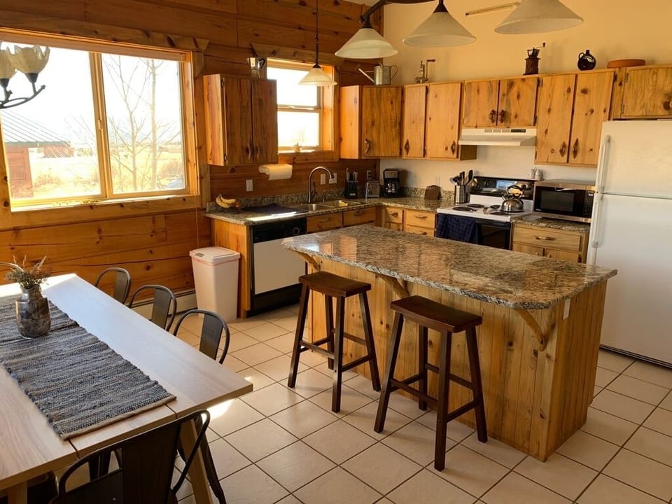 Open island kitchen and dining