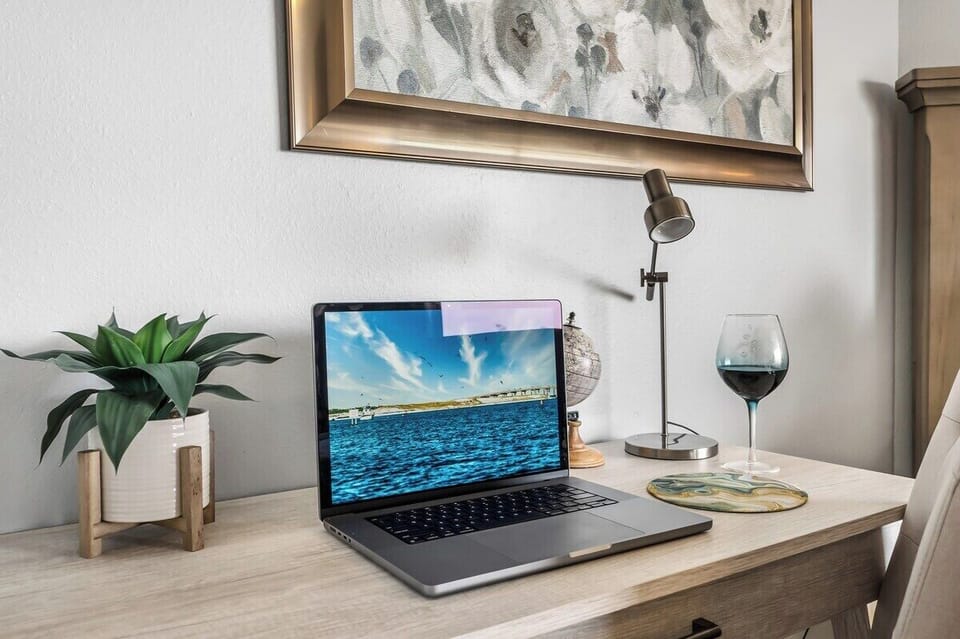 Work while enjoying the ocean vibes. Our beachside workstation is the perfect spot to balance work and play.