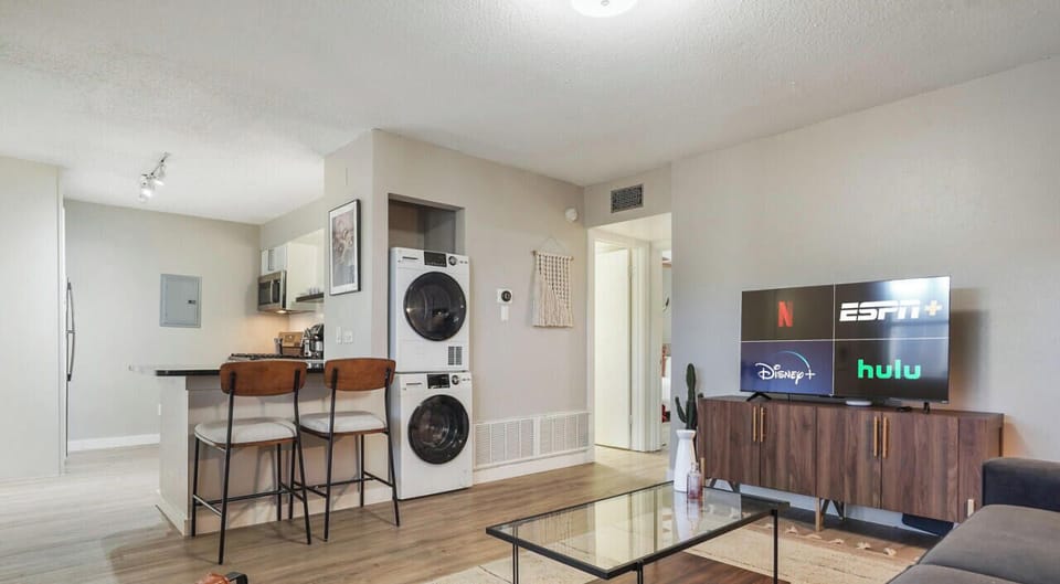 Living room with sleeper sofa and smart tv