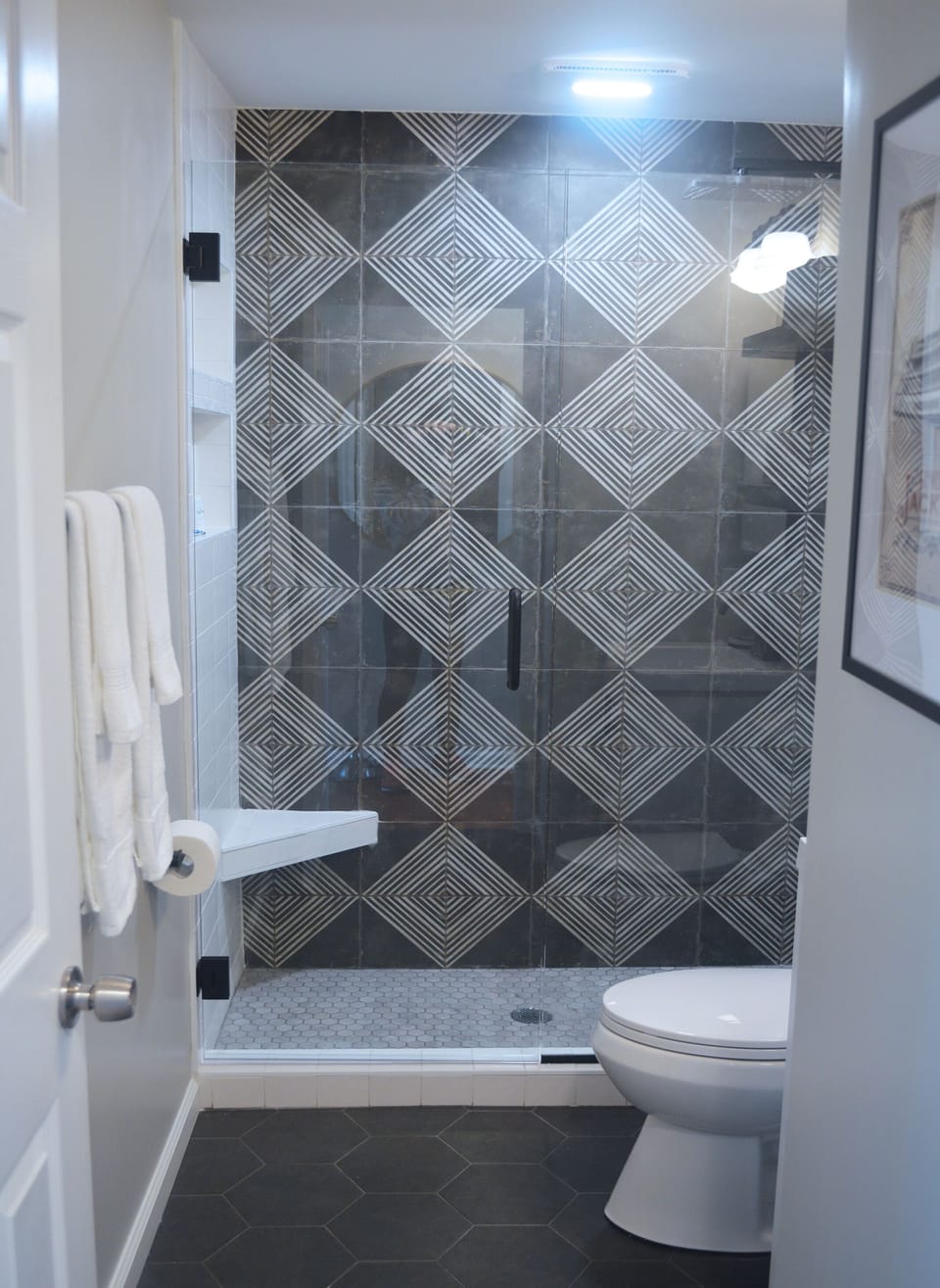 Brand new spa-like bathroom with a rain-fall shower head.