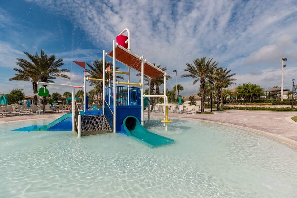 Safe splash zone! Our dedicated kids' water play structure is perfect for young guests to enjoy hours of fun.