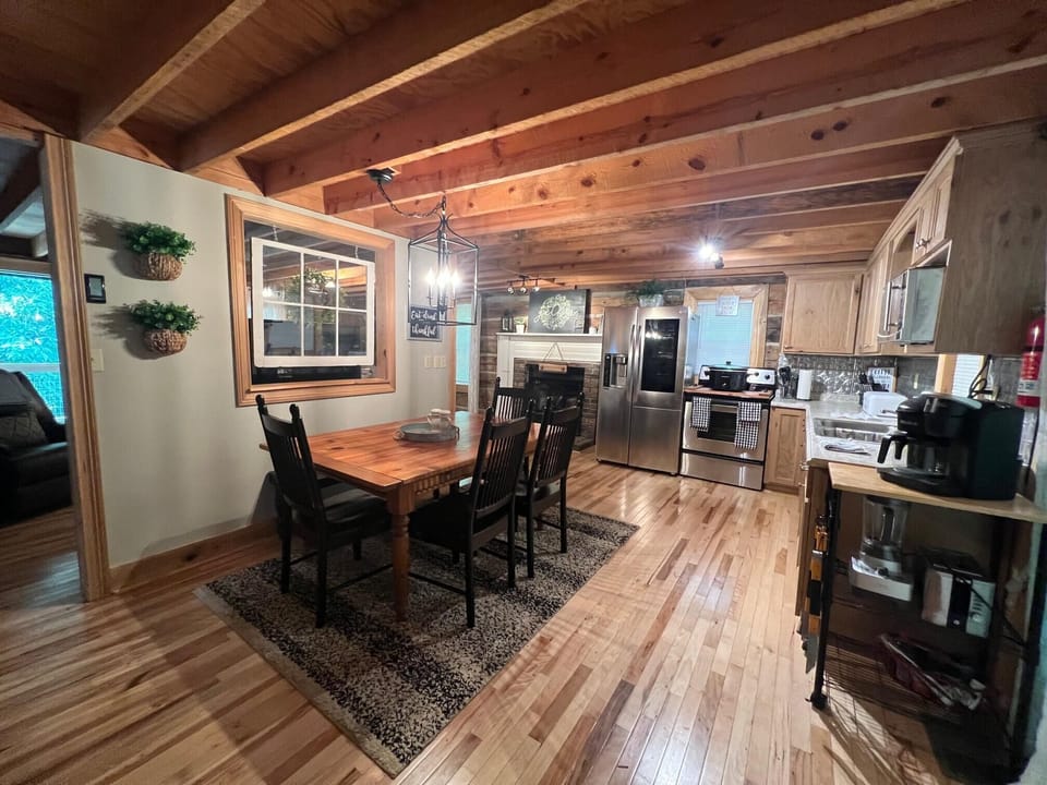 Dining table and kitchen