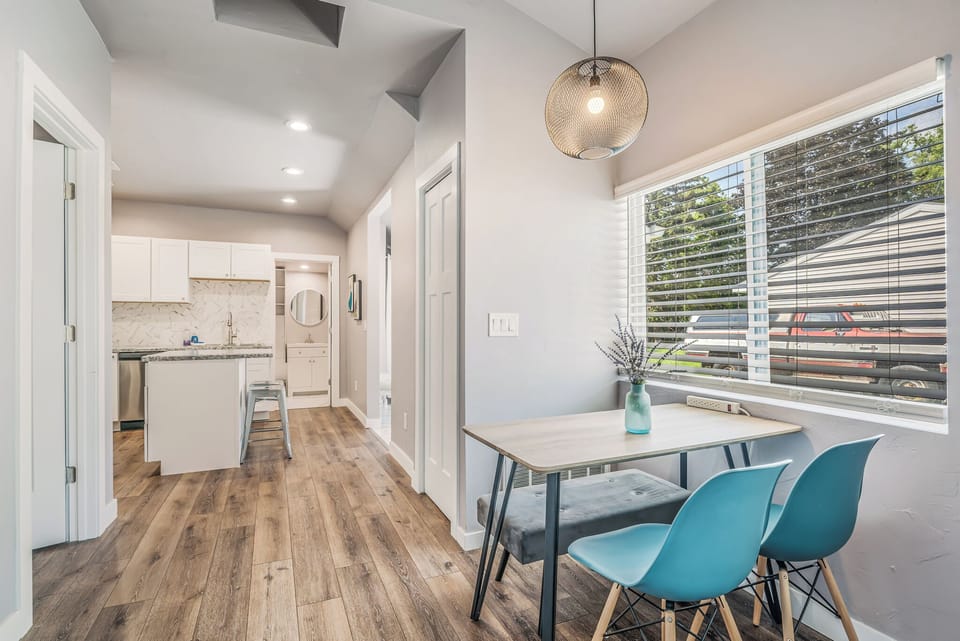 View from dining room into kitchen