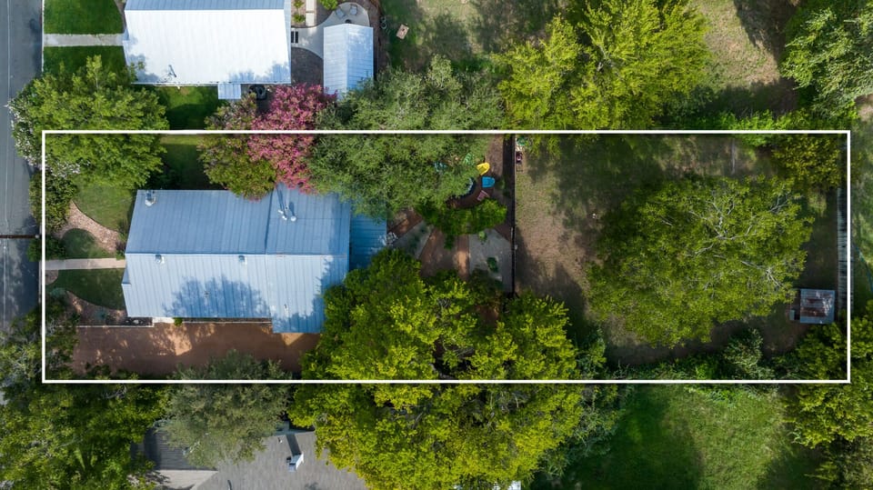 This drone shot highlights the expansiveness of the 10,000sqft lot.