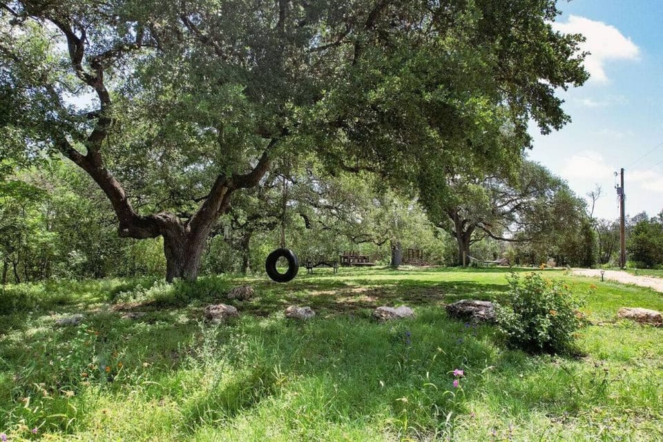 Our common space hosts a tire swing, double hammock, picnic table and more!