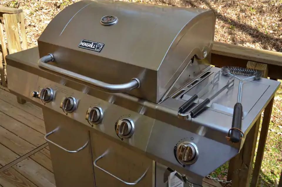 Grill on the deck out back.