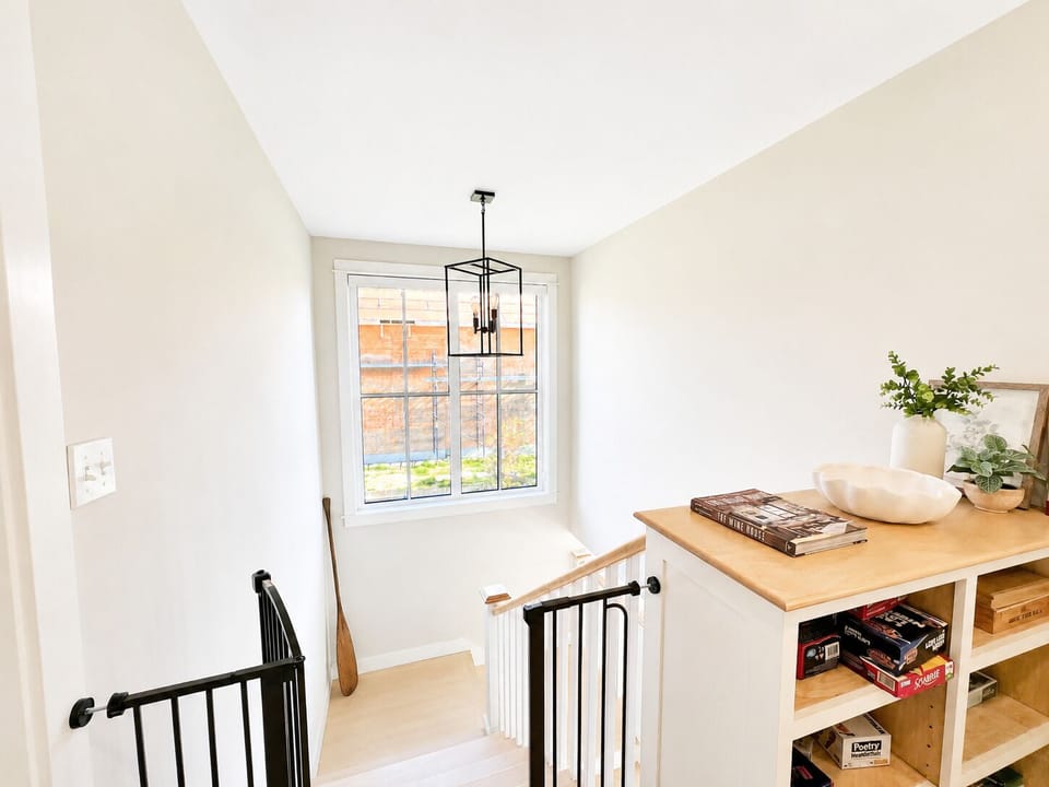 Downstairs view with baby gate.