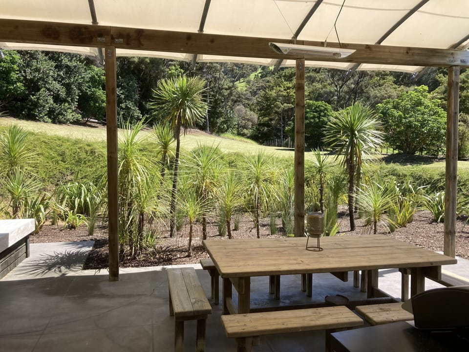 Outdoor dining area, table seats 12