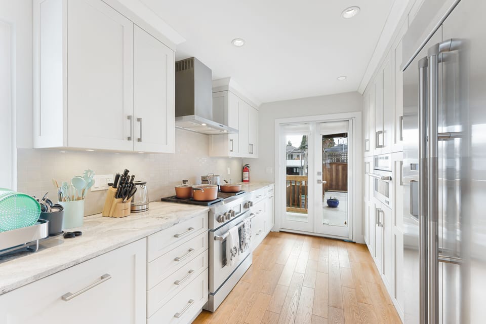 Our big kitchen has everything you need, including a large fridge