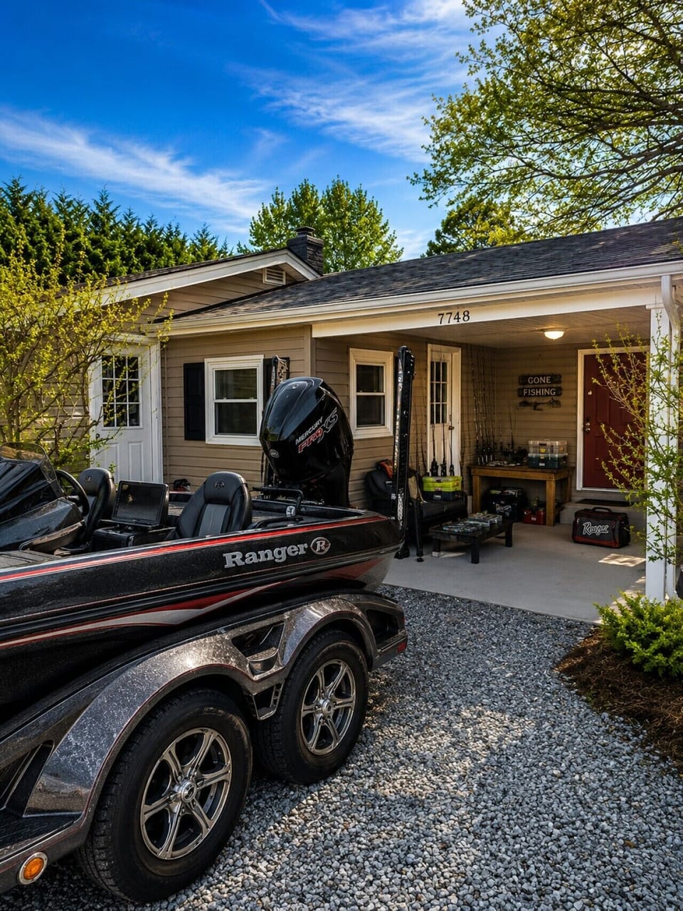 Tournament-ready! Pull your boat right up to the covered patio and prep your gear for the next day on Lake Norman. With ample boat parking, covered workspace, and quick access to nearby boat launches, this retreat was designed with anglers in mind.
