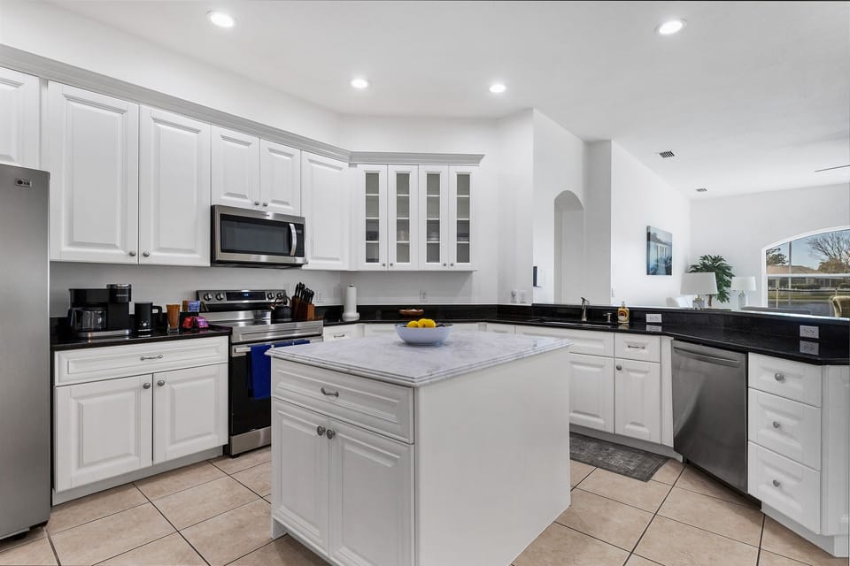 Fully stocked kitchen space.