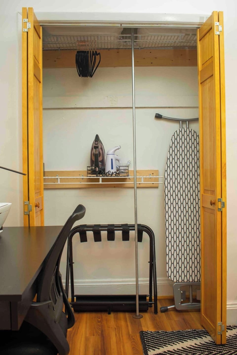Fully stocked amenities:  luggage rack, safe, iron and ironing board.