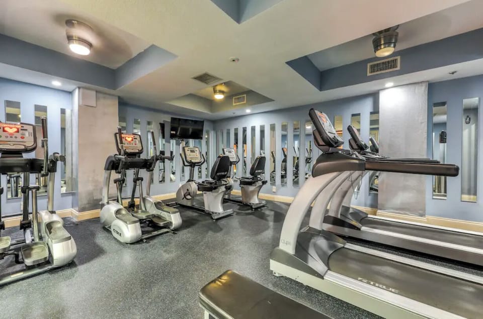 Fitness room access is included as part of your amenities to stay at Calypso Towers.