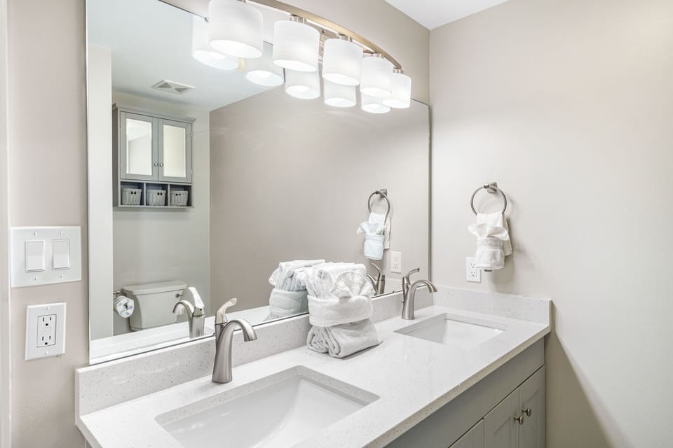 Private Master bathroom with double sinks.