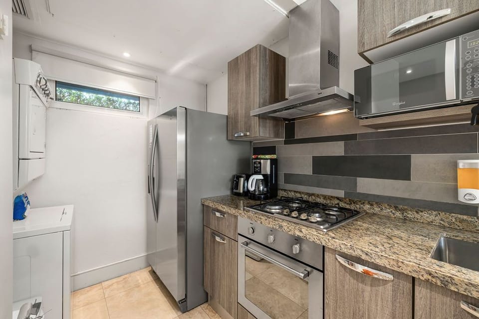 Complete kitchen and washer and dryer combo.