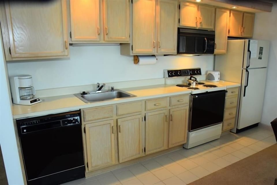 Indoors, Kitchen, Sink, Refrigerator, Microwave