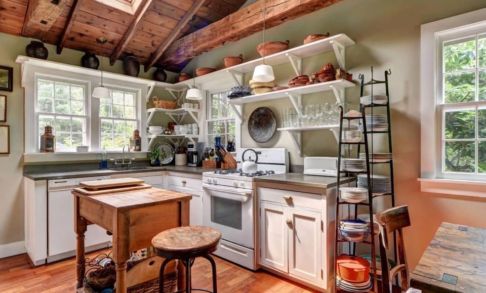 Open kitchen with adequate supplies. 