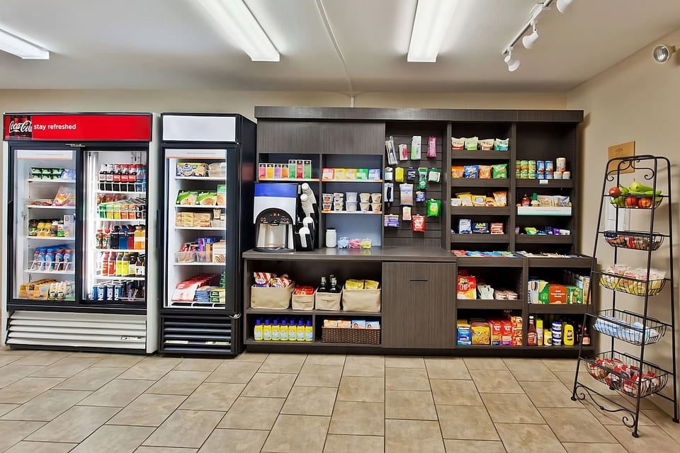 Grab snacks and drinks anytime from the onsite market.