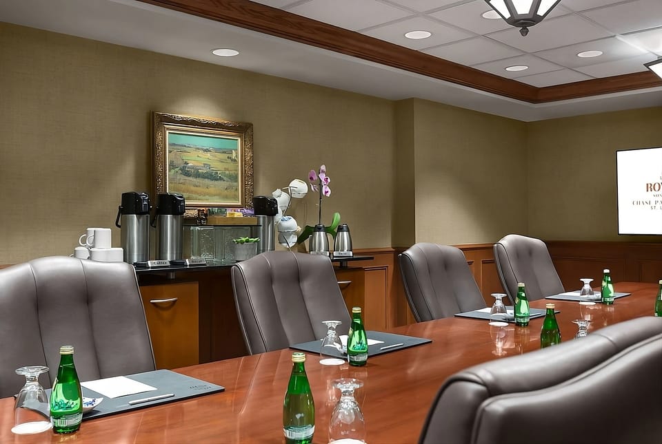 Plan productive meetings with boardroom seating and coffee service nearby.