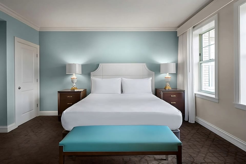 Sink into crisp linens and drift off in quiet comfort.