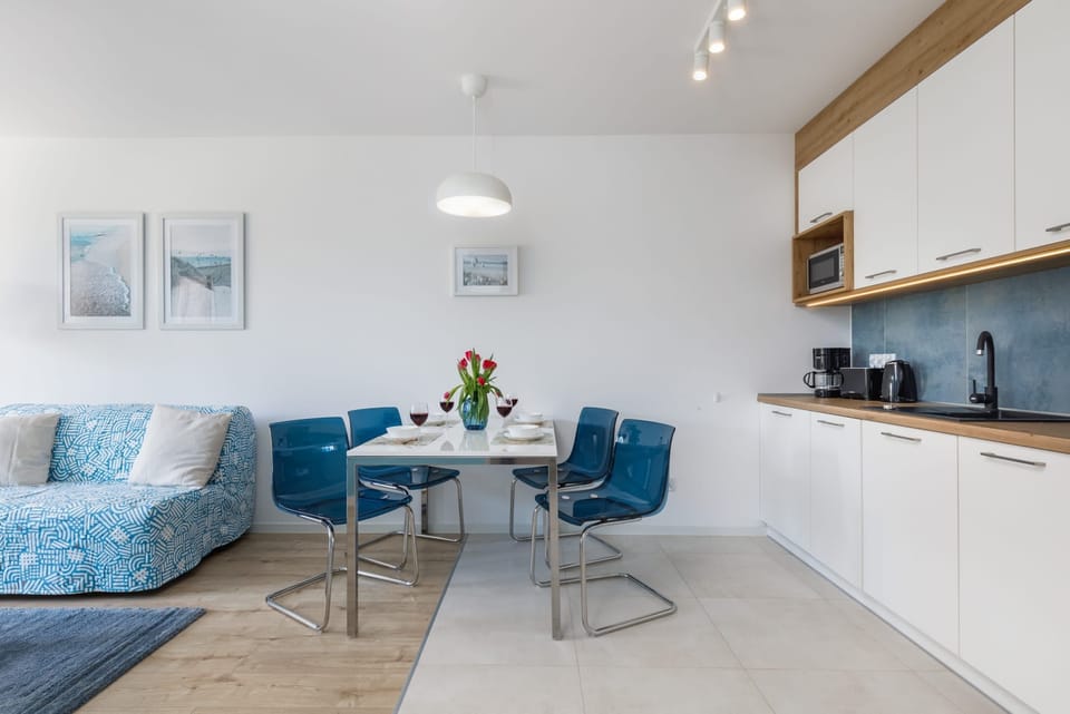 Kitchenette with dining table. 