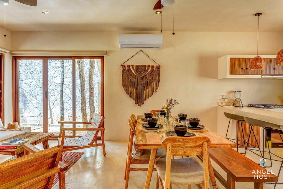 Sliding glass doors for a connection to the outdoors
