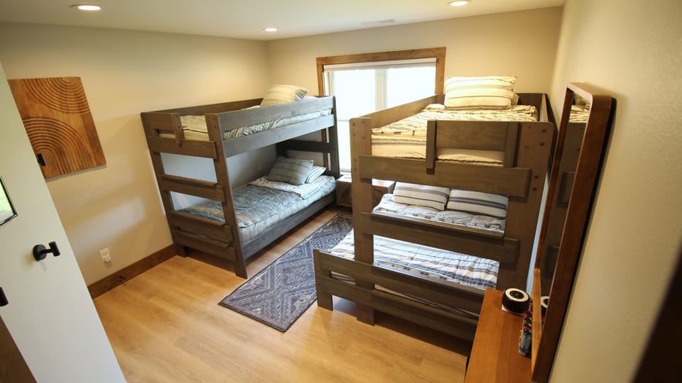 Lower Level Bunkroom Overview Includes Sound/Light Machine, , Cozy Zip-Up Beddy's Bedding