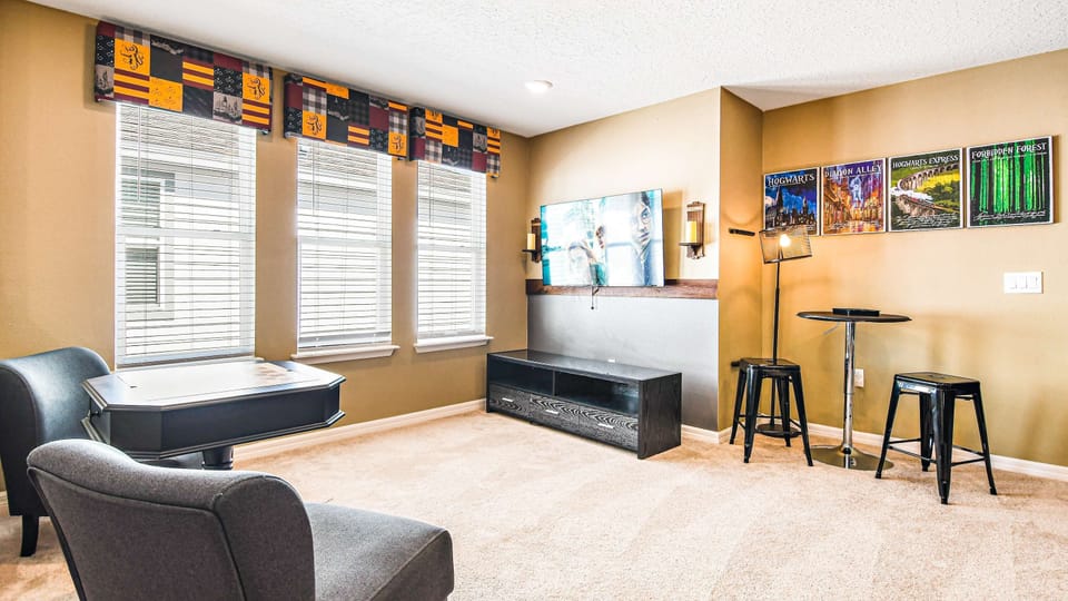 Charming entertainment nook with cozy seating and magical decor