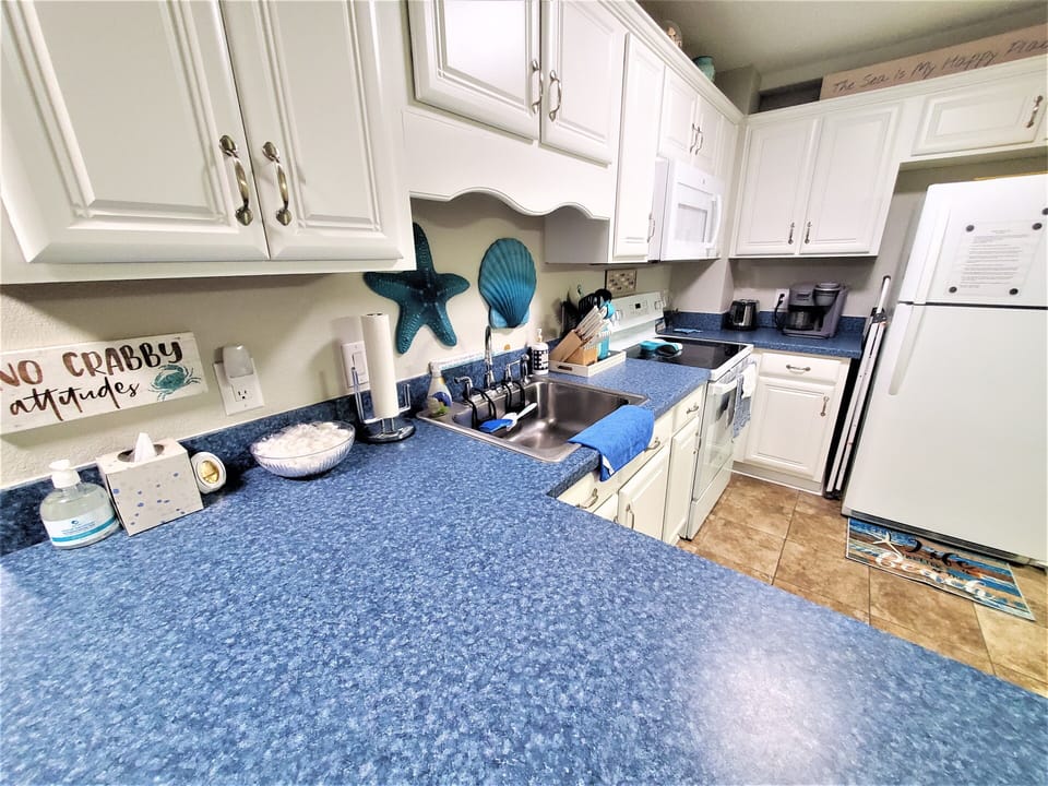 Lots of counter space and the comforts of home. 