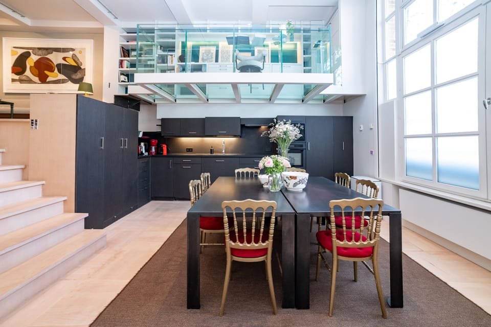 Kitchen and view of desk