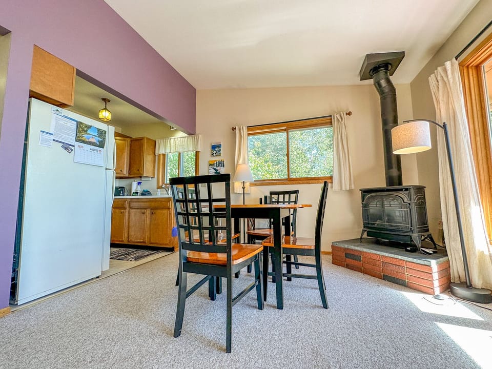 A dining room table with room for 4.